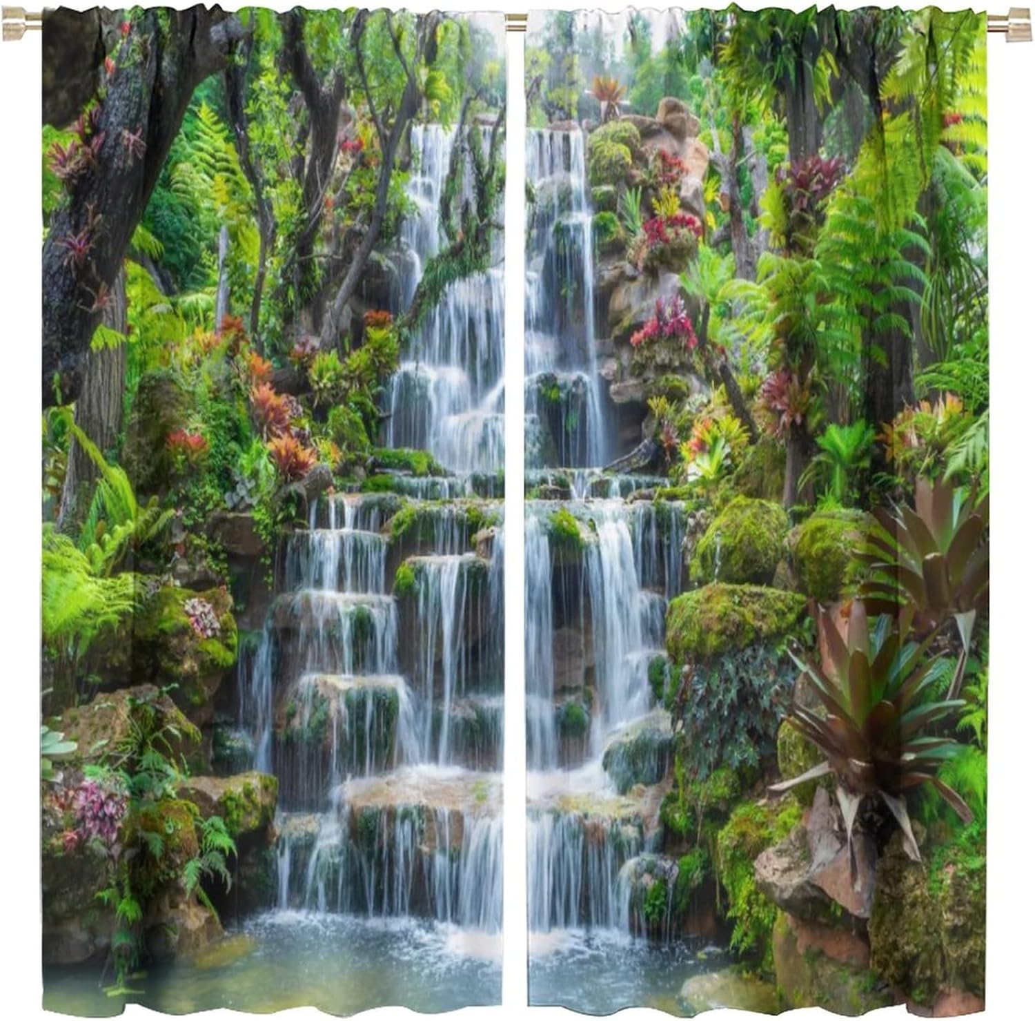 Waterfall Curtains Grommet Decorative Curtains with Nature