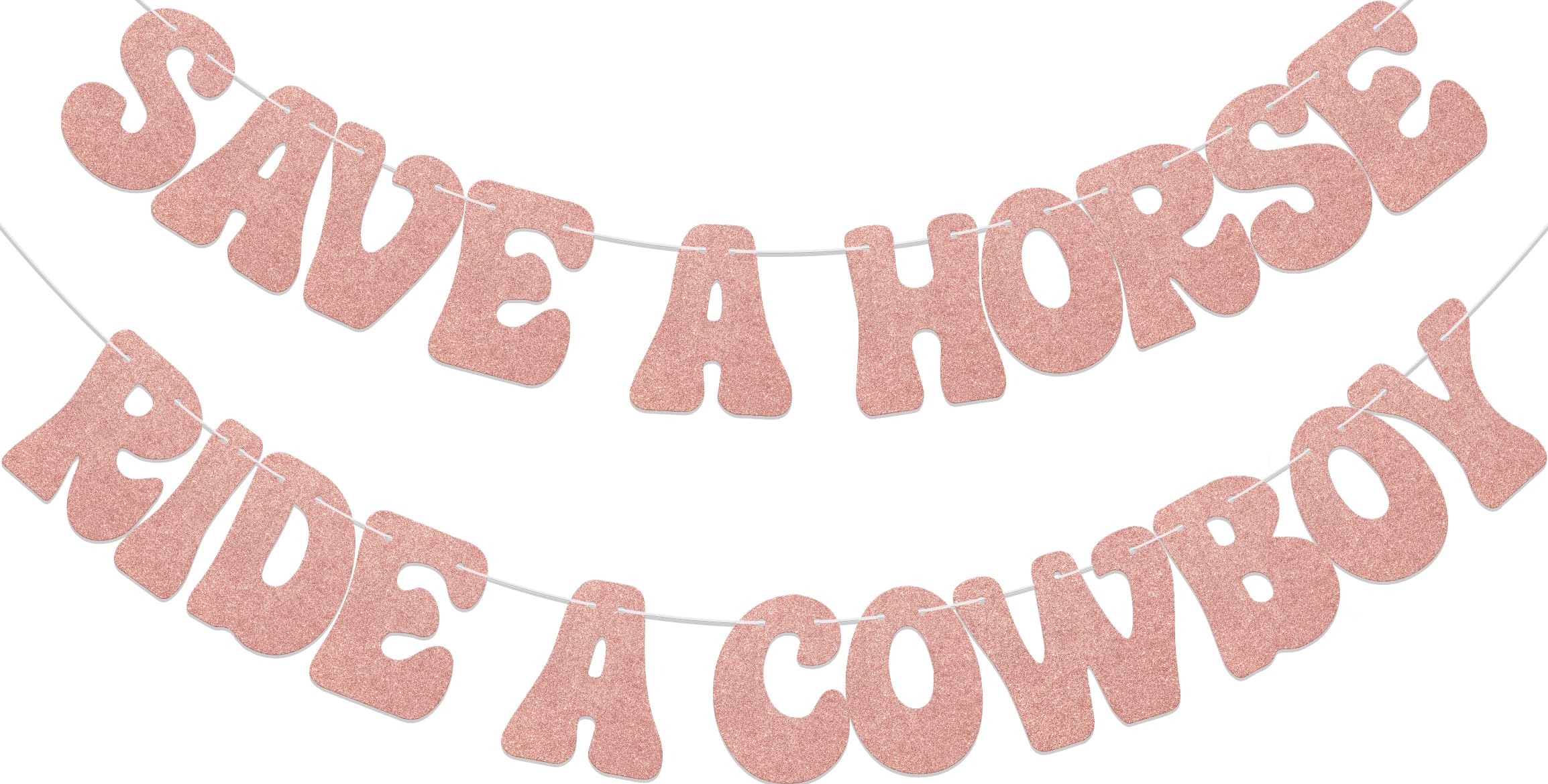 Aumccxz Save a Horse Ride a Cowboy Banner - Country and Western Party Decorations - Funny Cowgirl Bachelorette Party Decorations Rose Gold