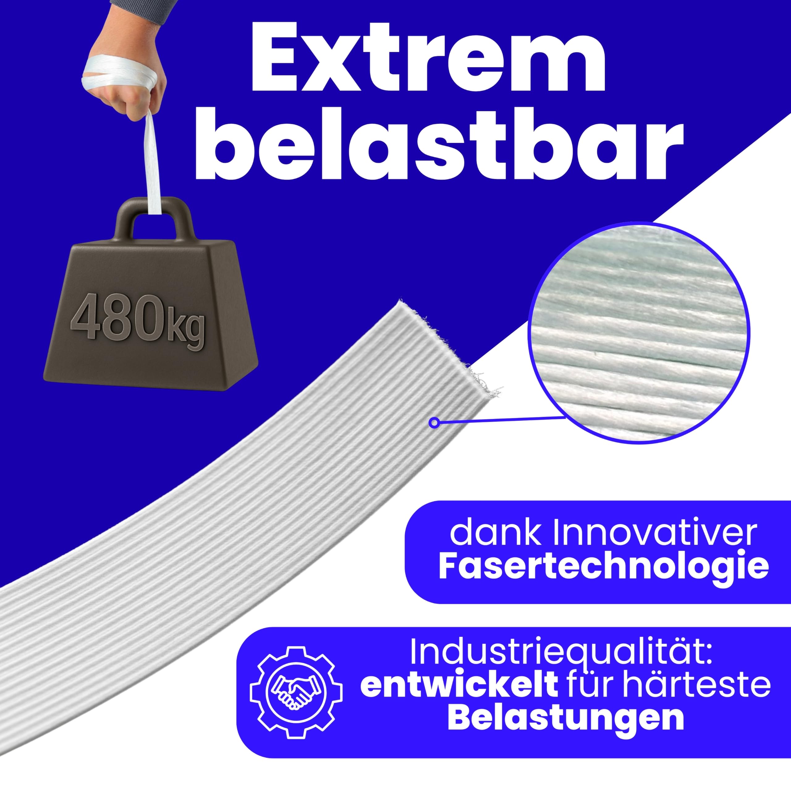 Umreifungsband | Polyesterband | PET-Band für Transportsicherung und Verpackung | Premium Qualität (16mm/850m/480kg)