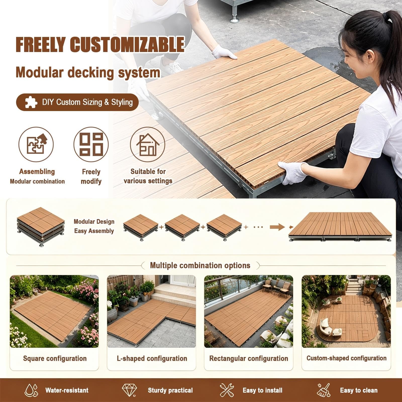 Piattaforma Rialzata for Terrazza In WPC, Sistema Modulare Prefabbricato