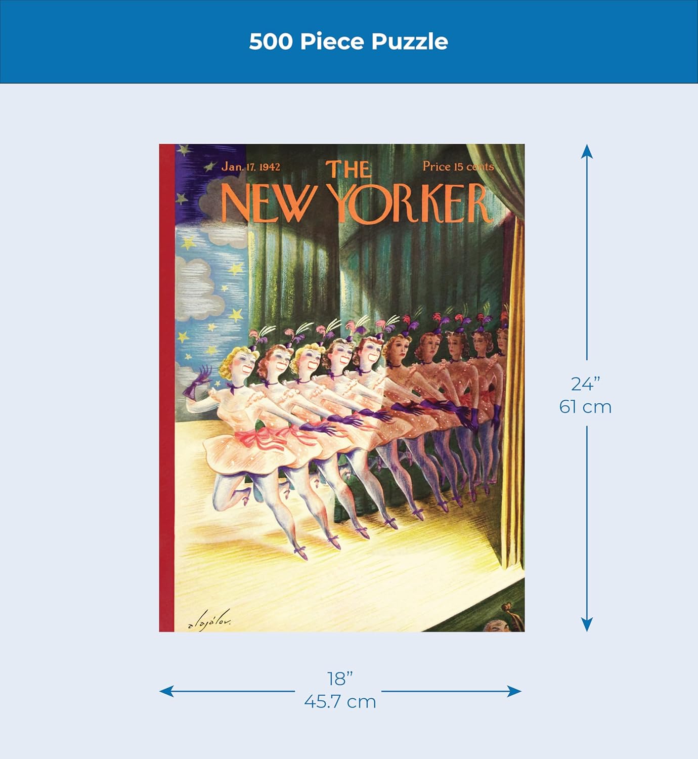 New York Puzzle Company - New Yorker Spotlight Smiles - 500 Piece Jigsaw Puzzle for Adults by Constantin Alajalov