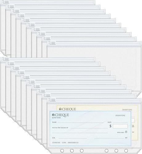 Miniatura 8 de Antner - 20 piezas de bolsillos para carpeta de tamaño carta para carpeta de 3 anillas, organizadores de documentos con cremallera en blanco, bolsas
