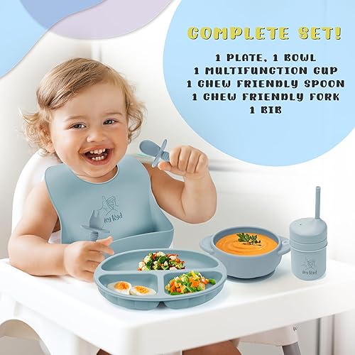 Miniatura 3 de Juego de 8 piezas Baby Essentials de silicona para bebés para el destete LED del bebé. Imprescindible para bebés de 6 meses! Platos para bebés,