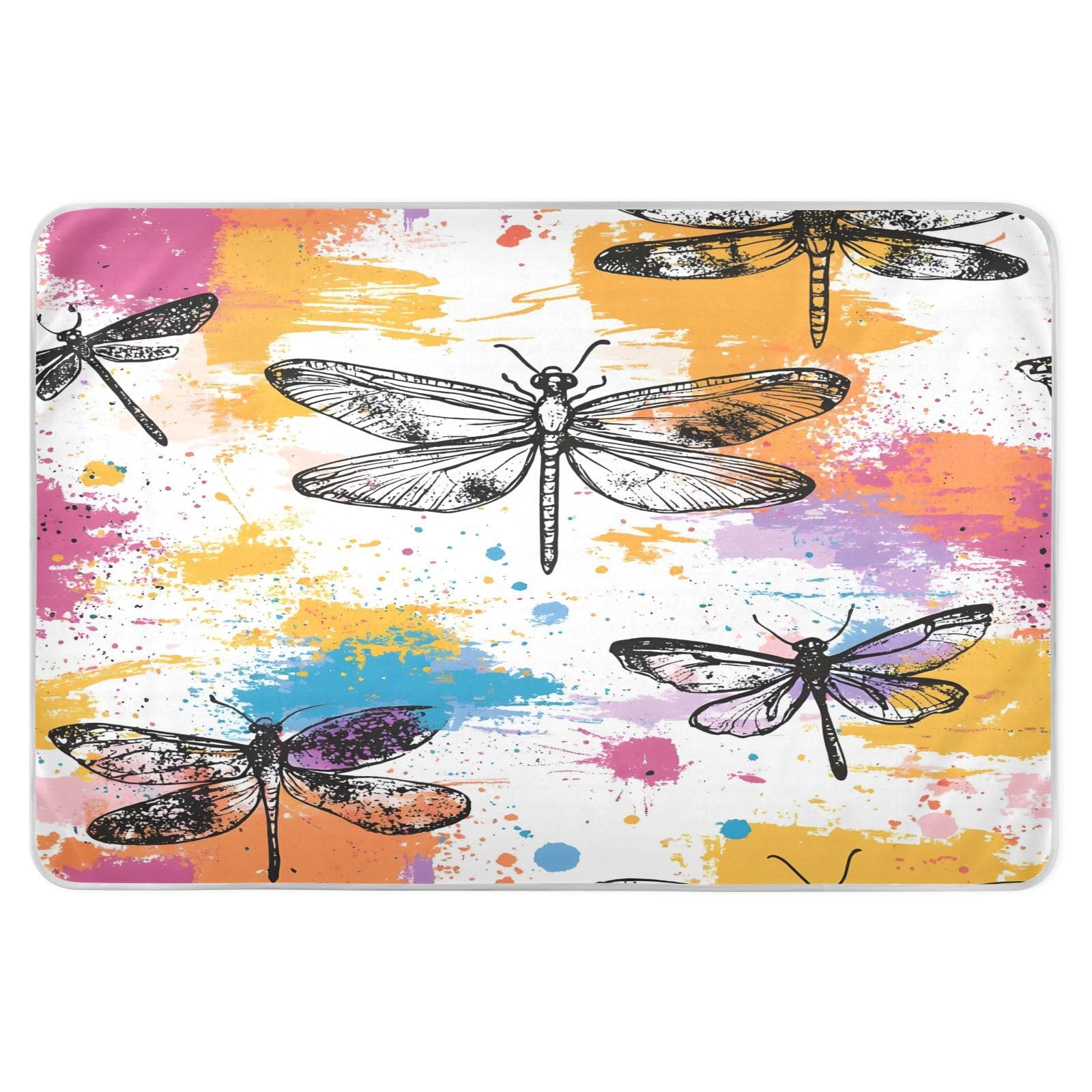 BOESI Graffiti Dragonfly Pattern Waterproof Pads for Bedwetting and Incontinence, Reusable Pads, Reusable Diaper Pads for Bed, Sofa, Travel