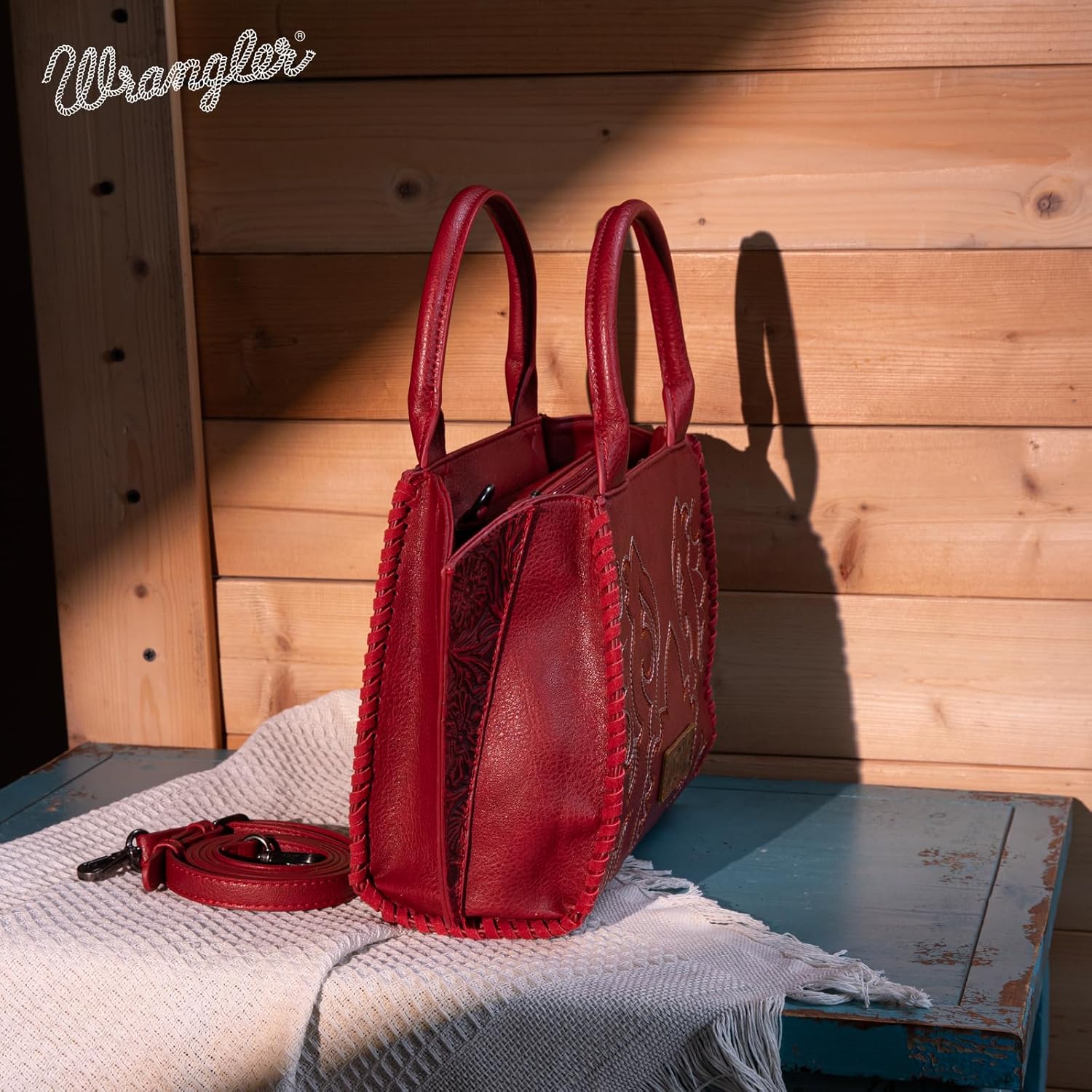 Wrangler Purse for Women Embroidered Boot Scroll Tote Bag Rodeo Top Handle Handbags with Crossbody Strap