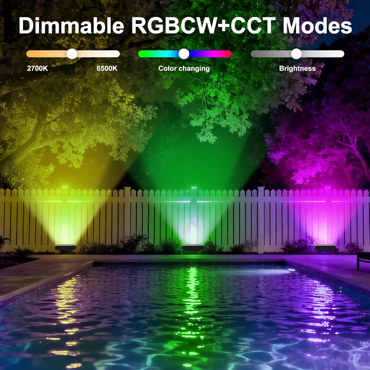 Smart Color Changing Flood Lights Outdoor 360W LED Wall Washer – WiFi App, Voice & Remote Controlled, 2700K-6500K Tunable White, 16M Colors, Linkable Landscape Security Lights (Black)