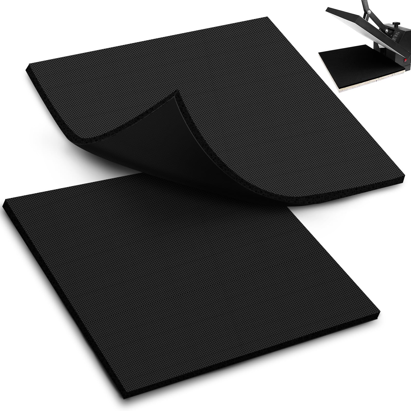 UNIFAMILY 2pack Heat Press Mat 15x15IN, Black Silicone Heat Press Pad, Washable Double-Sided Heat Mat for Heating Press for Vinyl HTV Transfer, T-Shirt Iron, Heat Press Mats