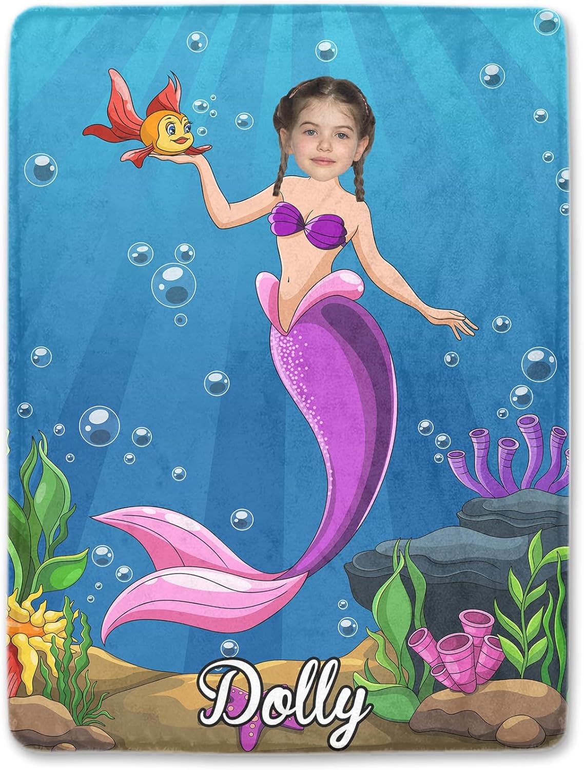 Personalized Photo and Name Baby Blanket for Girls Boys