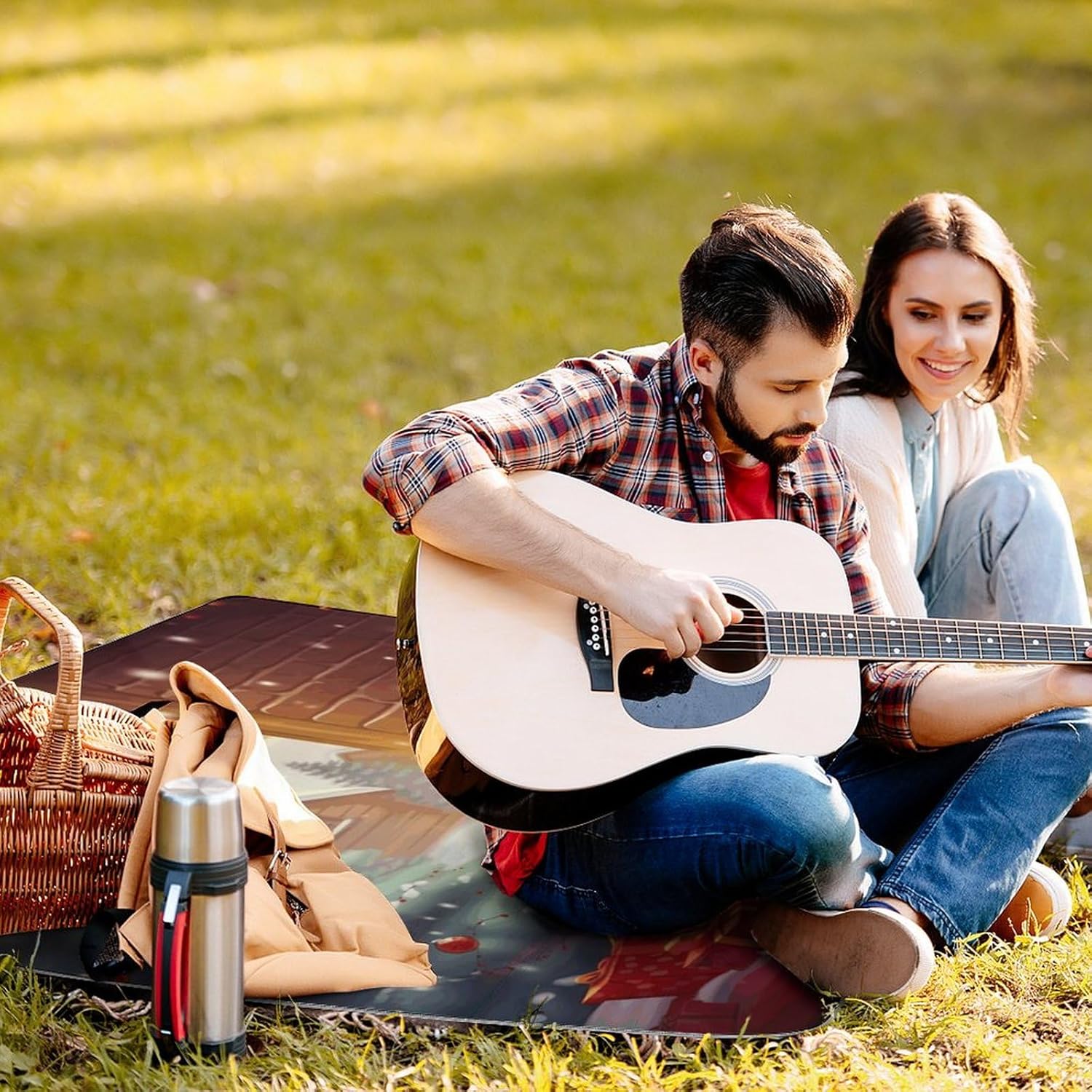 Outdoor Picnic Blanket,Merry Christmas Day Print Picnic Blankets,Large Beach Blanket Sand Free Foldable Portable Camping Blanket, 58.3x58.3