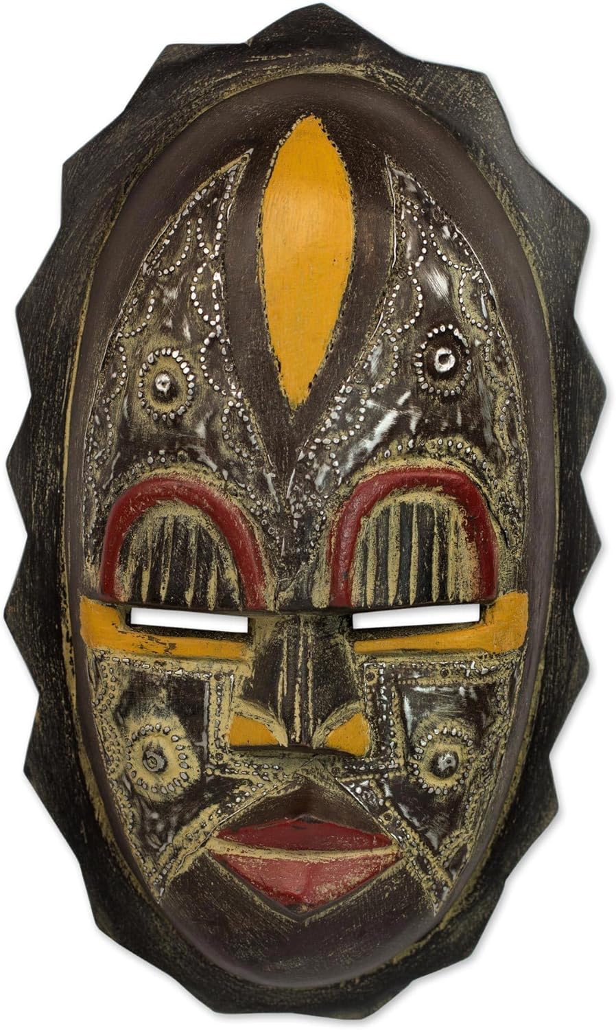NOVICA Decorative Nigerian African Rubber Wood Mask, Black, 'Heart of Grief'