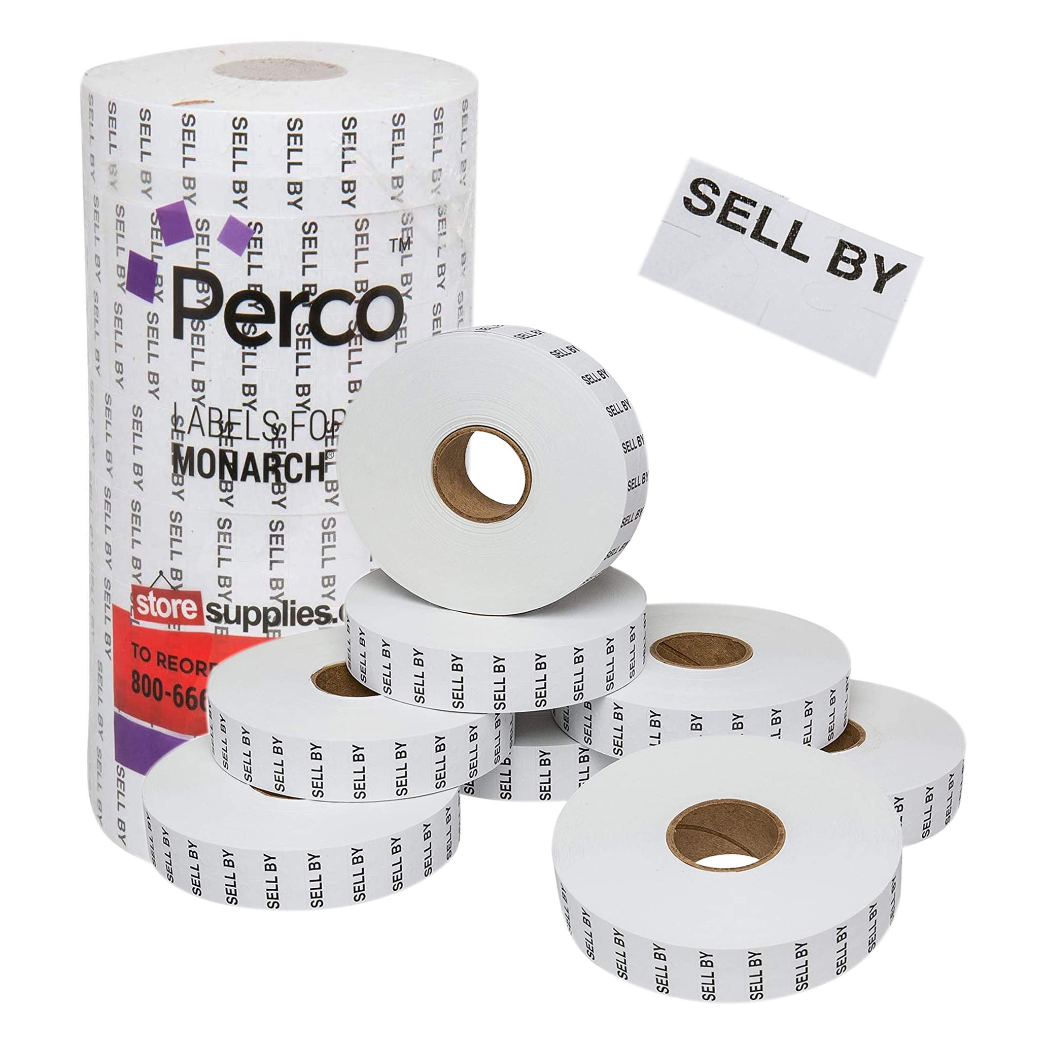 PercoSell by Labels for Monarch 1131 Price Gun - 8 Rolls, 20,000 Pricemarking Labels