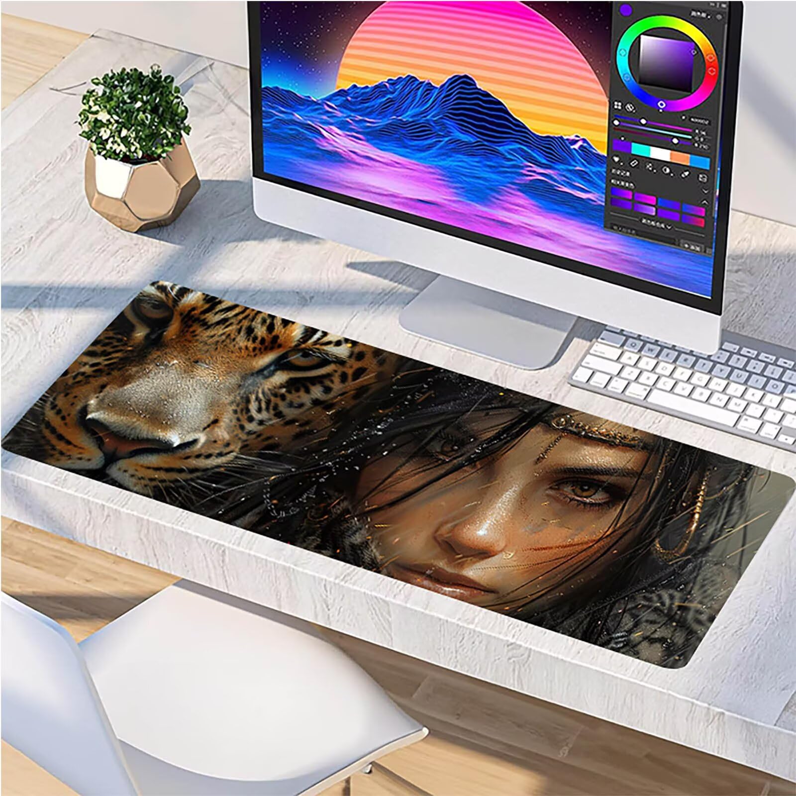 Tappetino Mouse XXL 1500 x 800 mm, Tappetino Mouse Donna, Gaming Mousepad Migliorare la Velocità e la Precisione, Mouse Pad con Base in Gomma Antiscivolo, Ufficio Accessori Gaming, Verde Y-3569