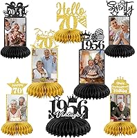 Vista 12 de 9 piezas de decoración de cumpleaños 60 para hombres y mujeres, centros de mesa de cumpleaños 60 para mesas, saludos a cumpleaños de 60 años