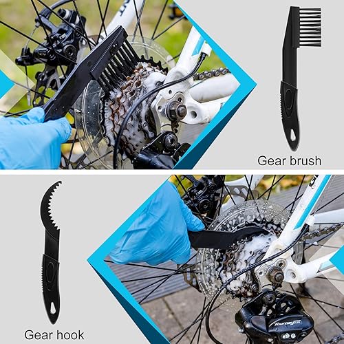 Miniatura 5 de Kit de limpieza de cadena de bicicleta incluye limpiador de cadena de bicicleta, lubricante de cadena de ciclismo, herramienta de cepillo limpiador