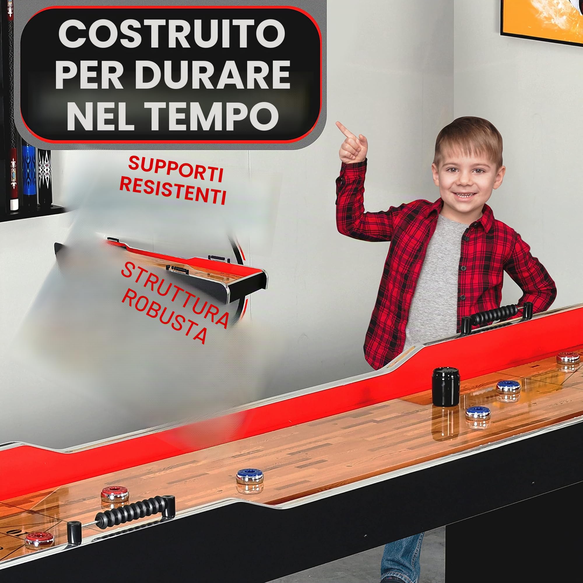 SereneLife Gioco da Tavolo, Shuffleboard da Tavolo, Superficie Poliuretano, Accessori Inclusi, Punteggio Abaco, Gioco Veloce per Interni ed Esterni