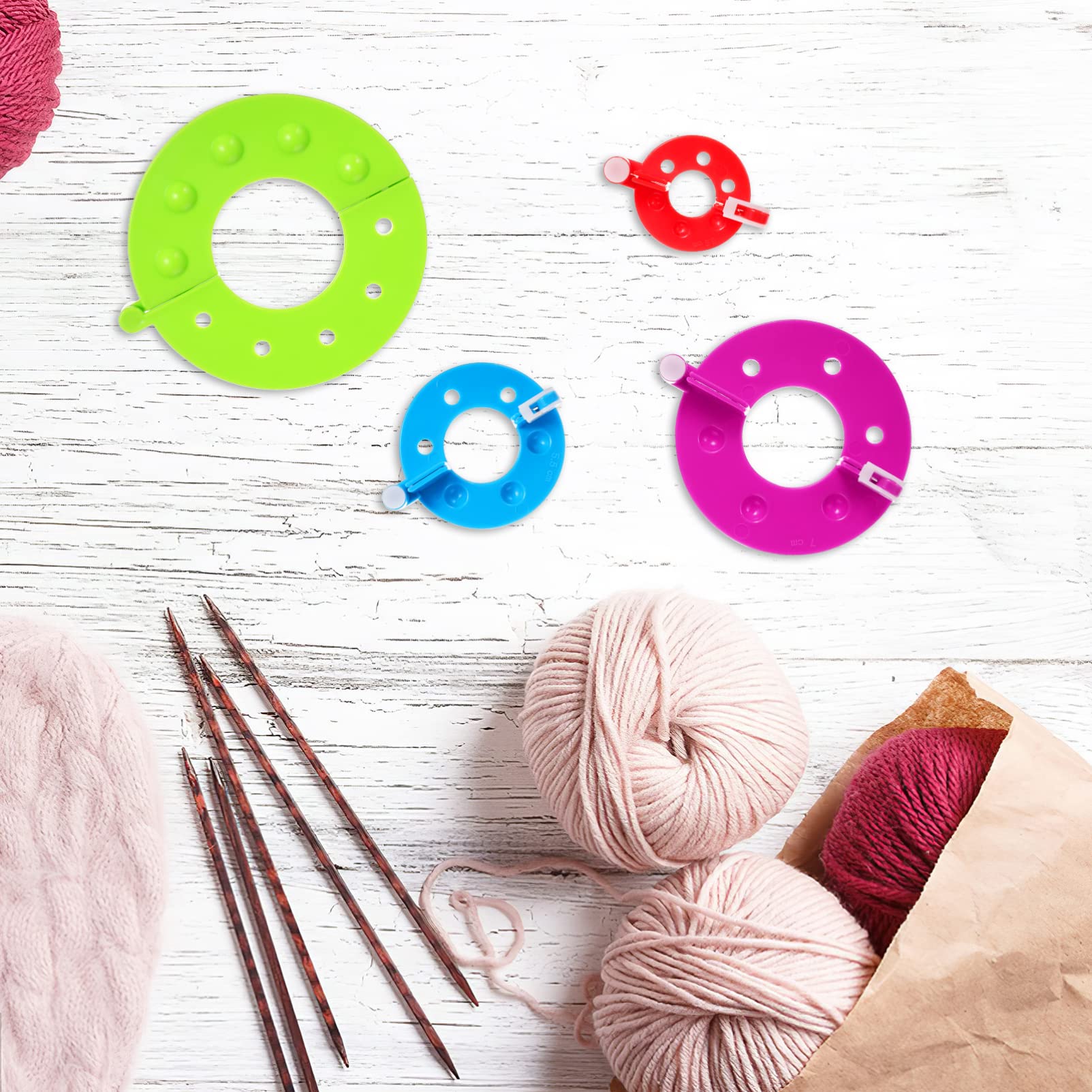 NUOBESTY 3 Sätze Ball Maker Craft Pompons Pom Pom Bastelset Flauschiges Stricken Wollspulen Saum Maker Rohr Maker Pom Pom Kissen Webstuhl Weben Wickler Strickball Strickhandwerk 8 Stück * 3