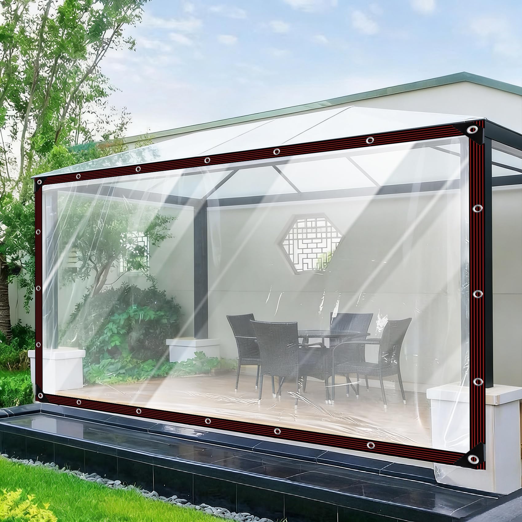 Lonas impermeables exterior transparentes 190x700 cm de PVC reforzado para plantas