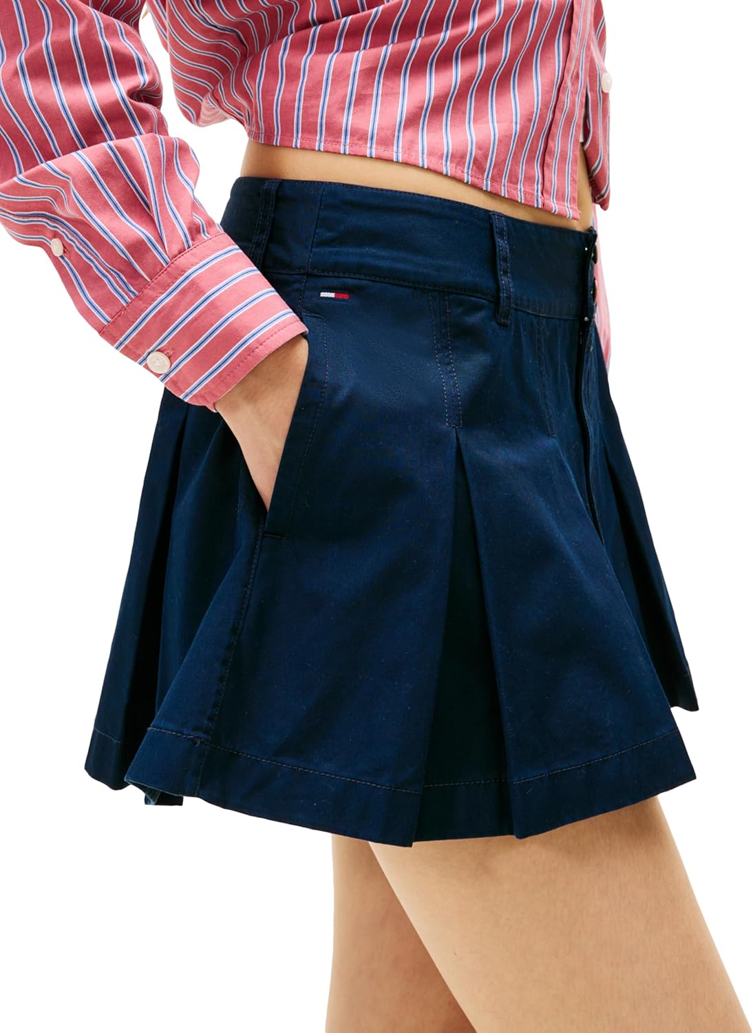 Tommy Jeans Women's Pleated Mini Skirt with Embroidered Flag Logo