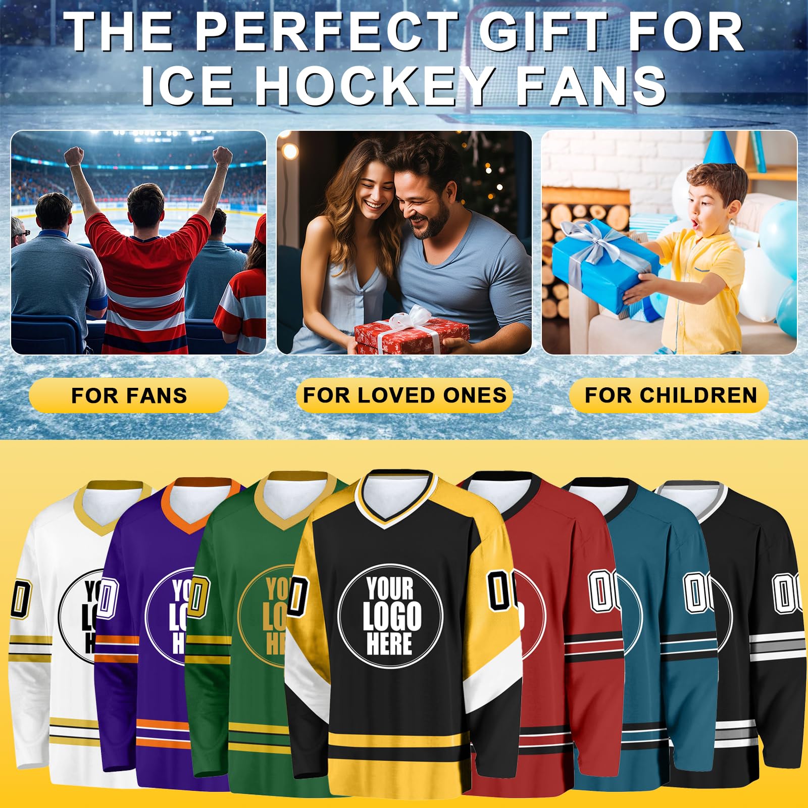 Maillots de Hockey Personnalisés avec Logo, Nom d'Équipe et Nom Personnel