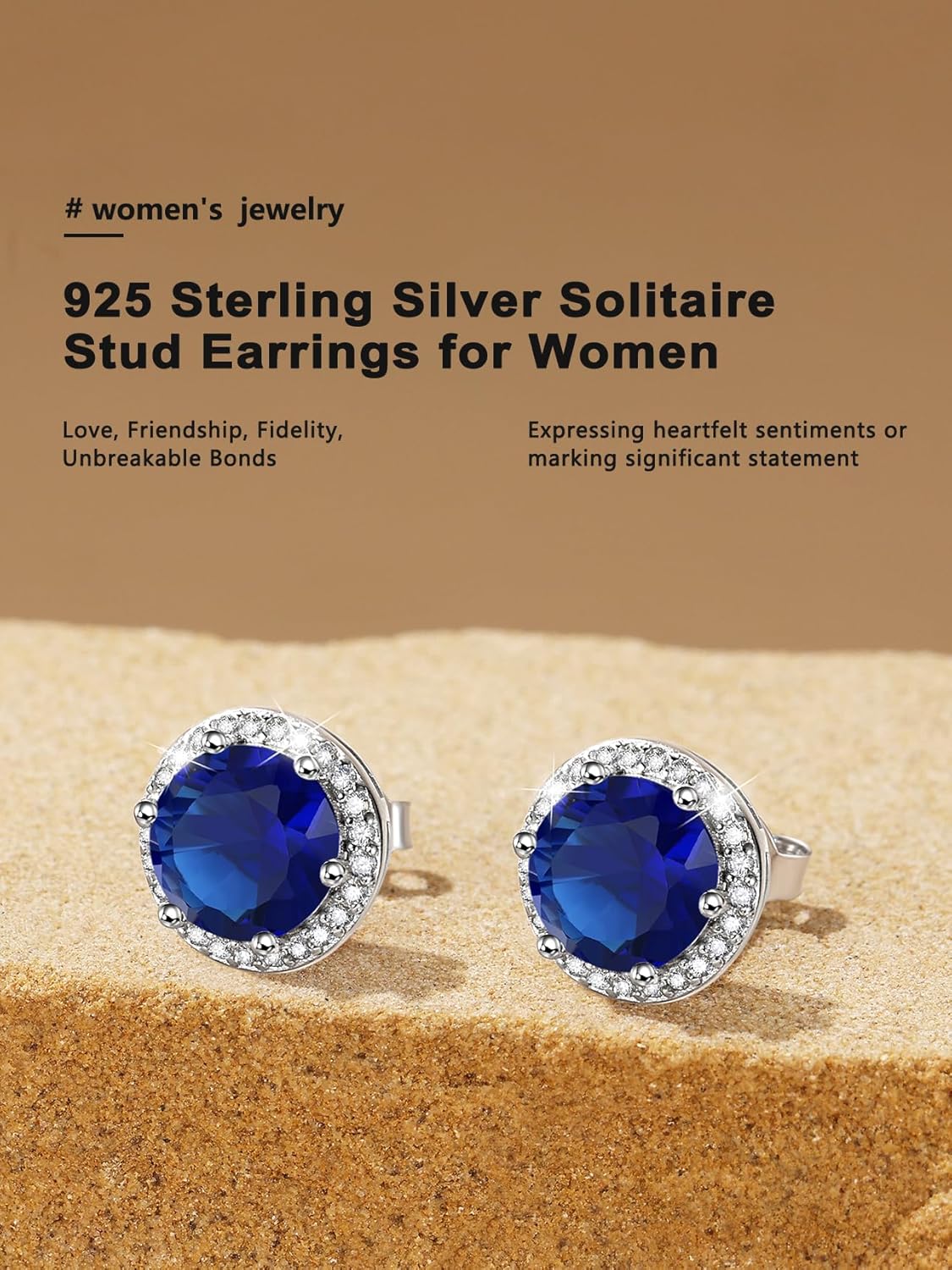 Bestyle Authentic 925 Sterling Silver 2 Carat Birthstone Earrings for Women, More Sparkle Heart/Round Solitaire Diamond Studs Earrings, Great Birthday/Christmas/Anniversary Jewelry for Wife Mother - Image 5