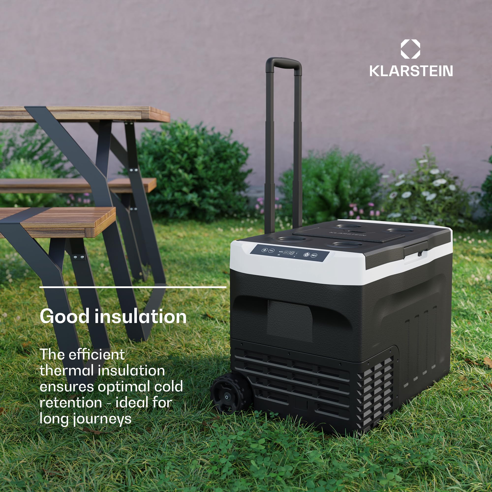 Klarstein PolarForce 30-Liter- Kühlbox – Tragbare elektrische Kompressor-Kühlbox mit LCD-Bedienfeld, -20°C bis 20°C, Dual Power (12V/230V), ECO-Modus, Ideal für Camping und Road-Trips, Gefrierbox