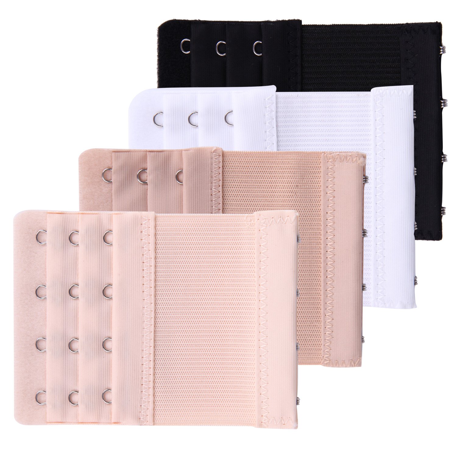 4 Pieces Bra Extenders 4 Hooks 3 Rows Elastic Bra Strap Extension for Women