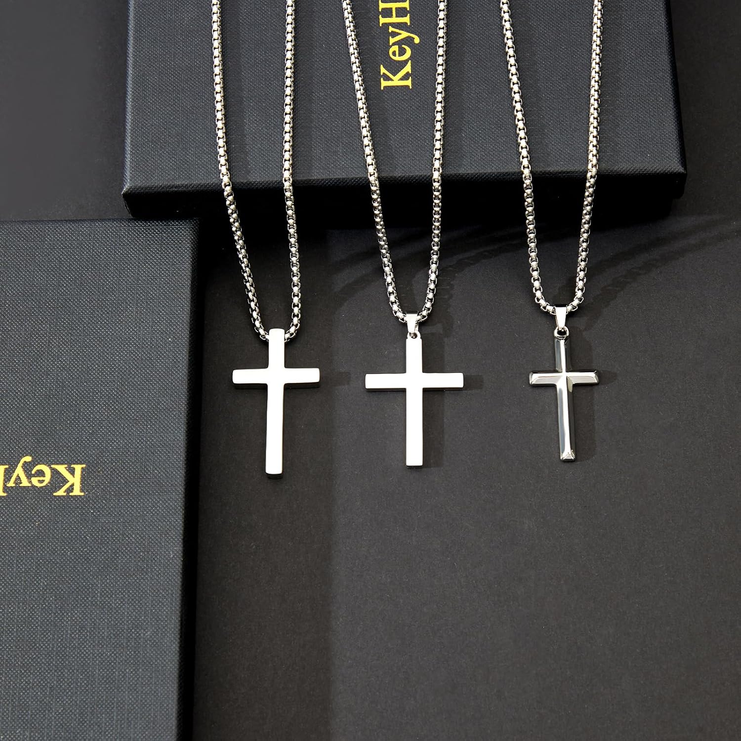 KeyHeaven Men’s Durable Stainless Steel Cuban Chain Cross Pendant - Anti-Fade, Ideal for Hip-Hop & Streetwear Fashion - Image 7