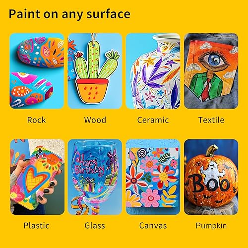 Miniatura 3 de NAWOD 40 bolígrafos de pintura acrílica, marcadores acrílicos de doble punta, con punta fina y de puntos, marcadores de tela para textiles, rocas,