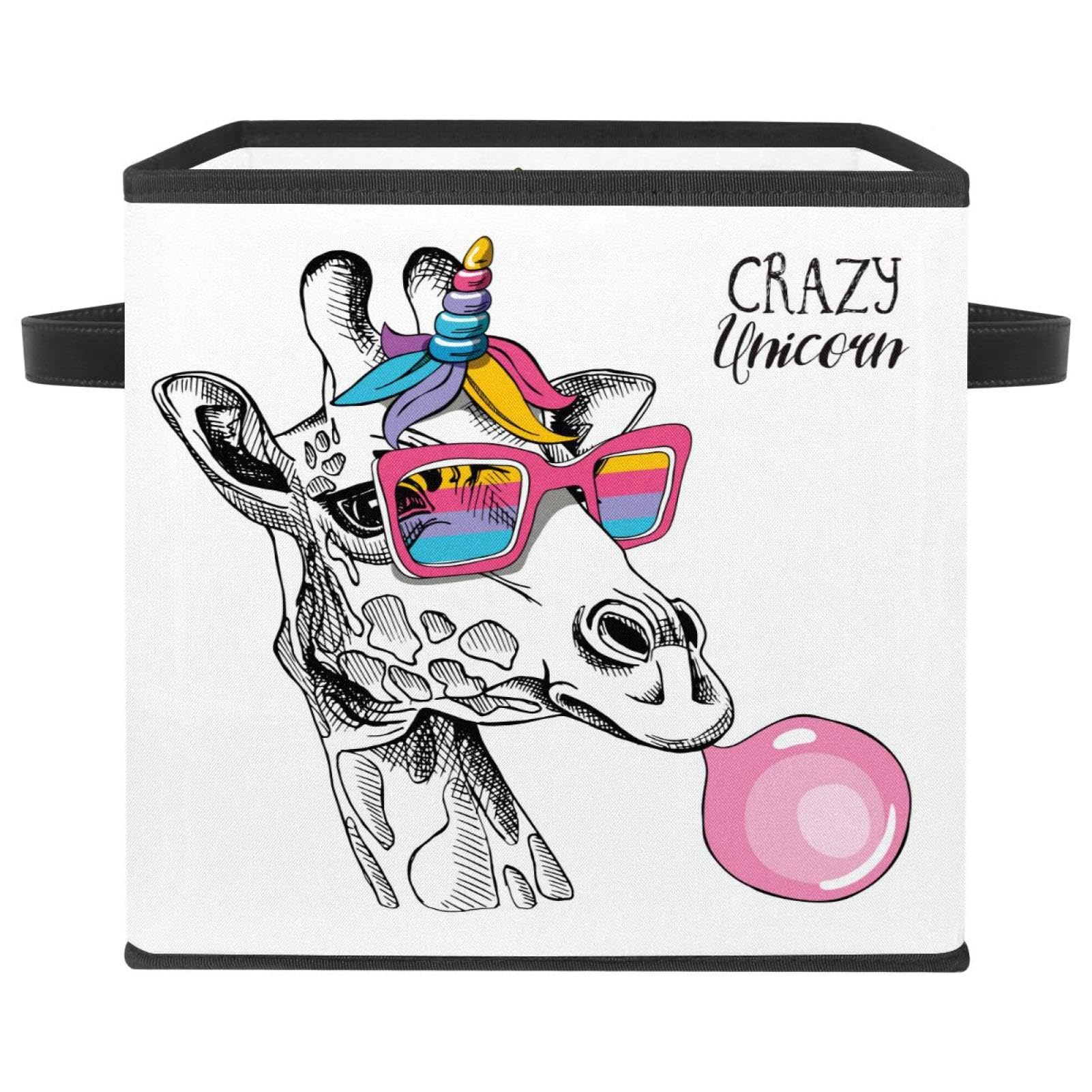 Boîte de rangement pliable cube en tissu pour placard et chambre d'enfant motif girafe