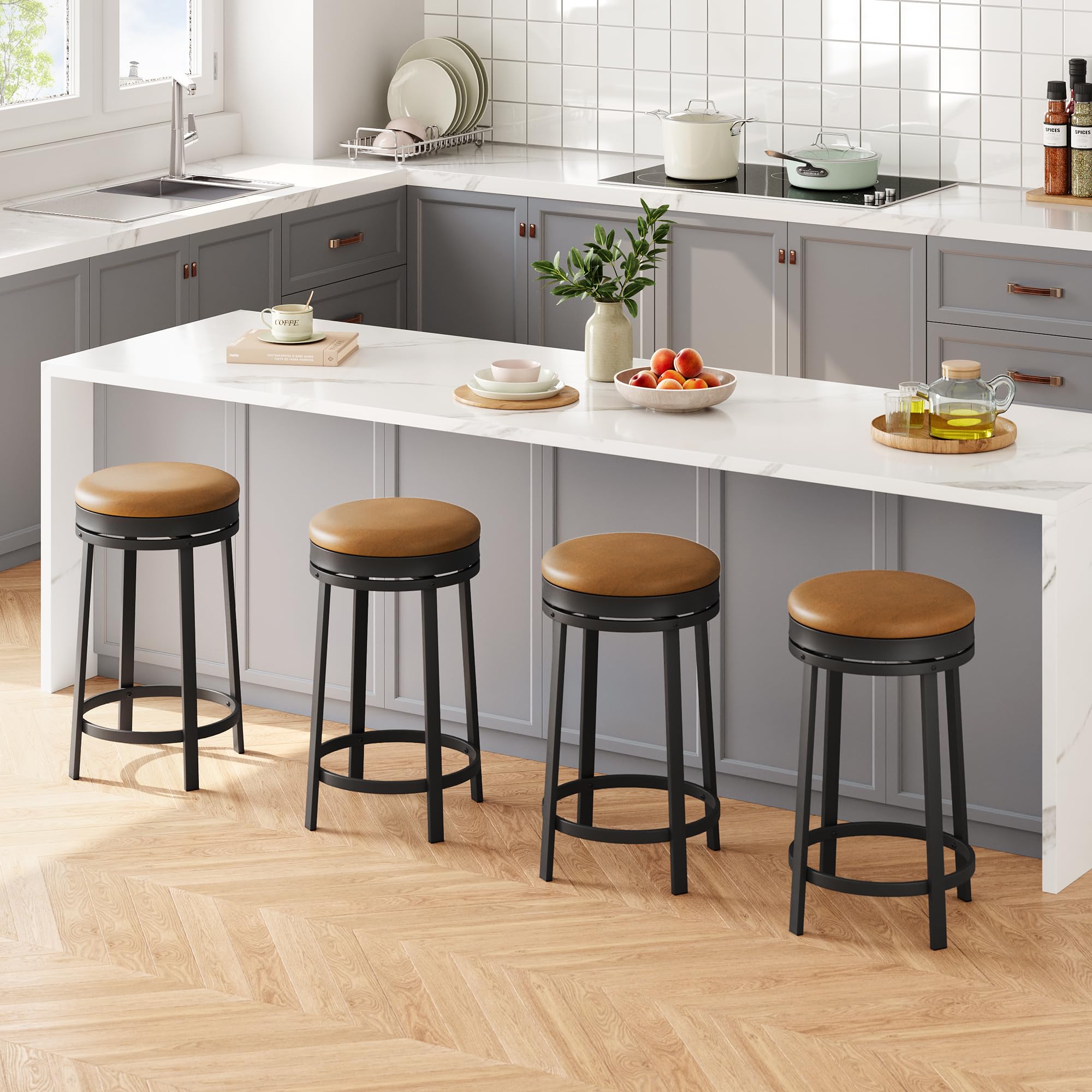 IDEALHOUSE Swivel Bar Stools Set of 4