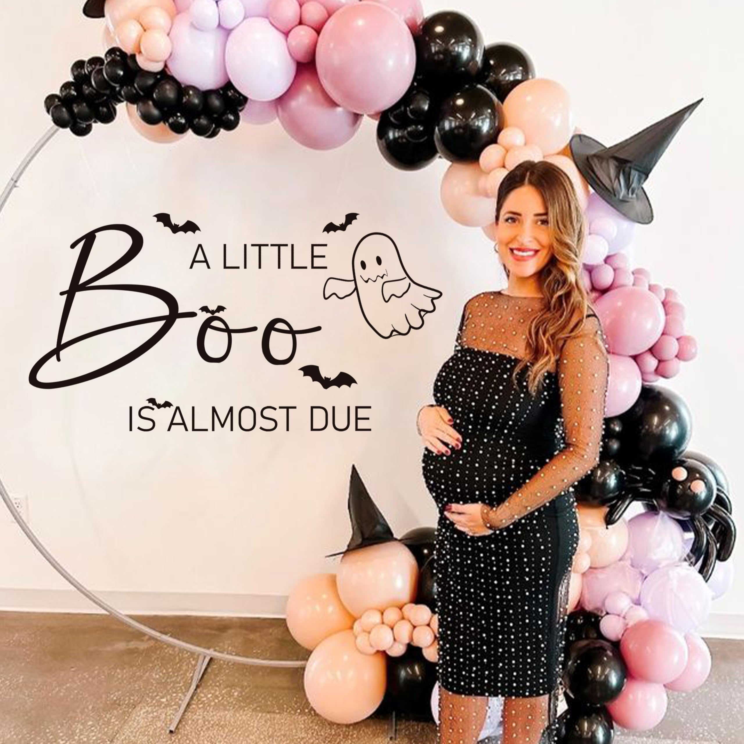 Gostman Naklejka 'A Little Boo is Almost Due – Halloween balon łuk kalkomania na baby shower, 'A Little Boo is Almost Due Party' dekoracja, upiorne dziecko ujawnia płeć impreza dekoracja (naklejka