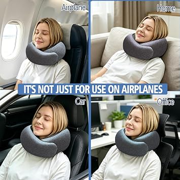 Travel Pillow, Neck Pillow for Airplane, Ergonomic Memory Foam Travel Neck Pillow for Airplanes, Comfortable Flight Pillow for Long Flights & Sleeping