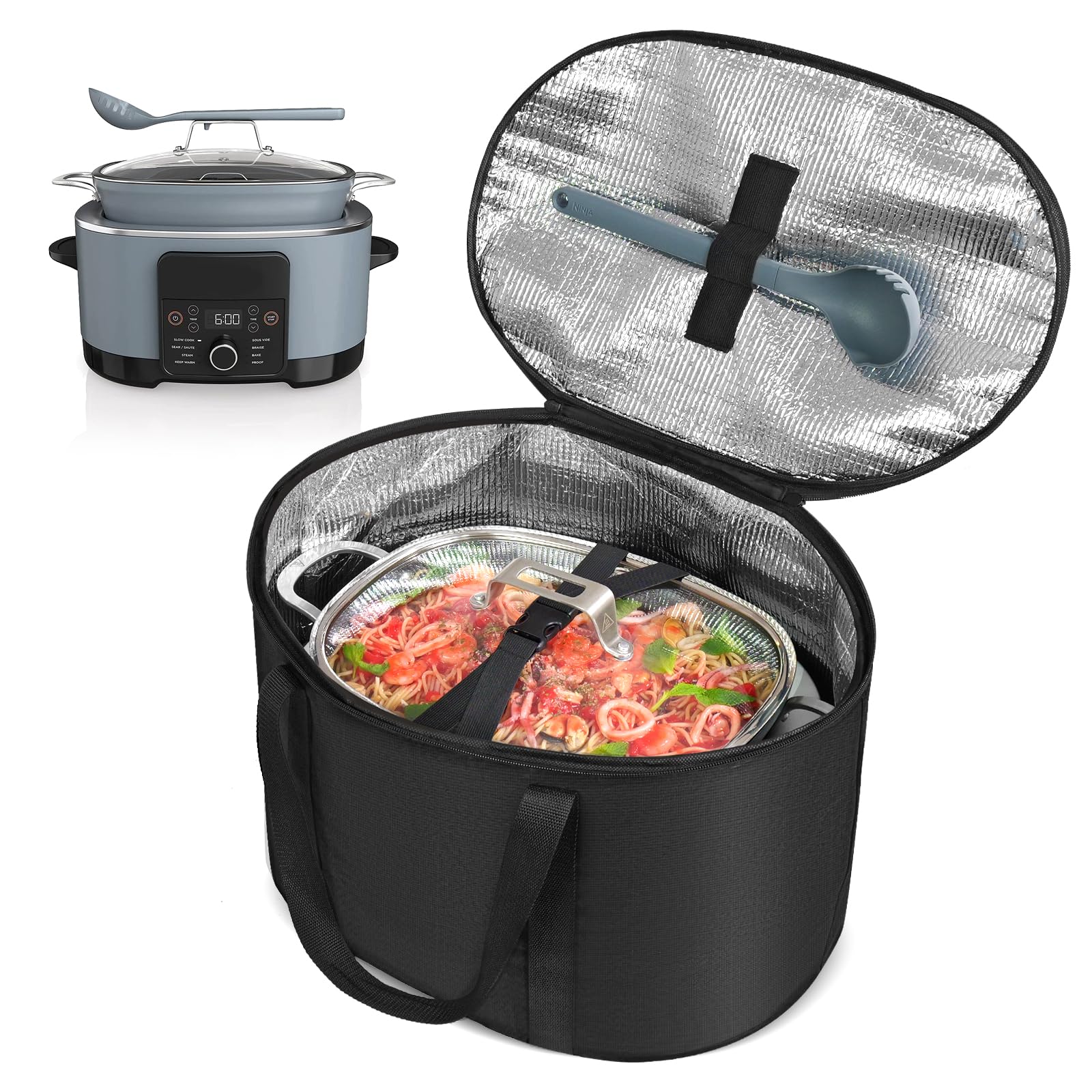 Black 6/7/8 quart Slow Cooker Lid Rubber Lock Strap