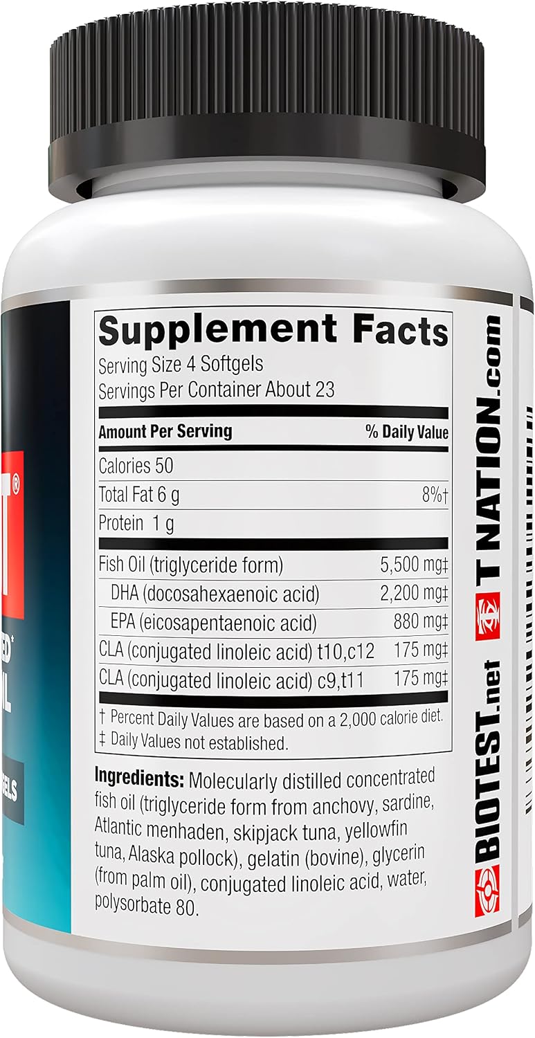 Biotest Flameout Inflammation Scavenger - 5500 mg Omega-3 - High-Potency Omega-3 Fish Oil Supplement - Pharmaceutical Grade DHA & EPA - Promotes Brain & Heart Health - 90 Softgels (Pack of 1)