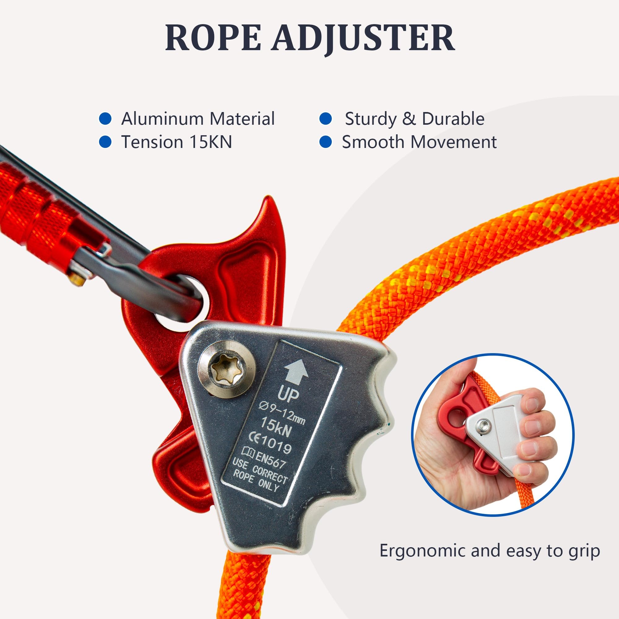 Lanyard de sécurité d'escalade,3m,Matériel en alliage d'aluminium,Corde de protection contre la chute avec couverture protectrice tissée,Tailler les arbres,Construction à haute altitude,EN358, CE