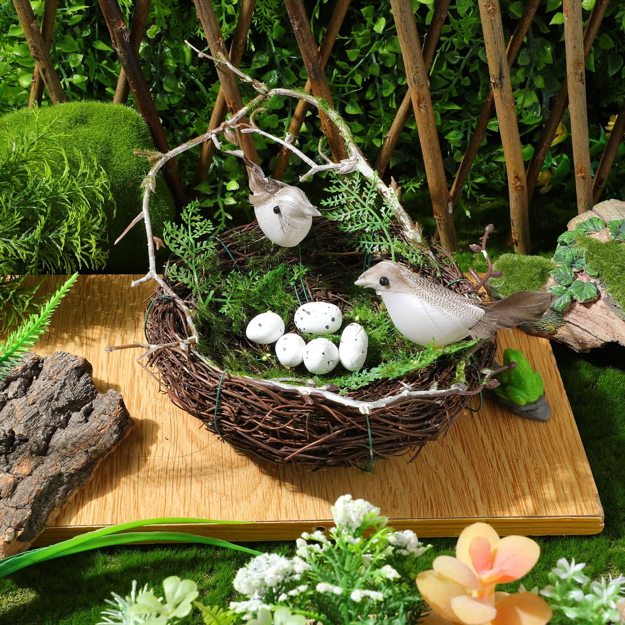 Amazon.co.jp: Cabilock Spring フェイク 鳥の巣 鳥の巣 20cm 卵付き