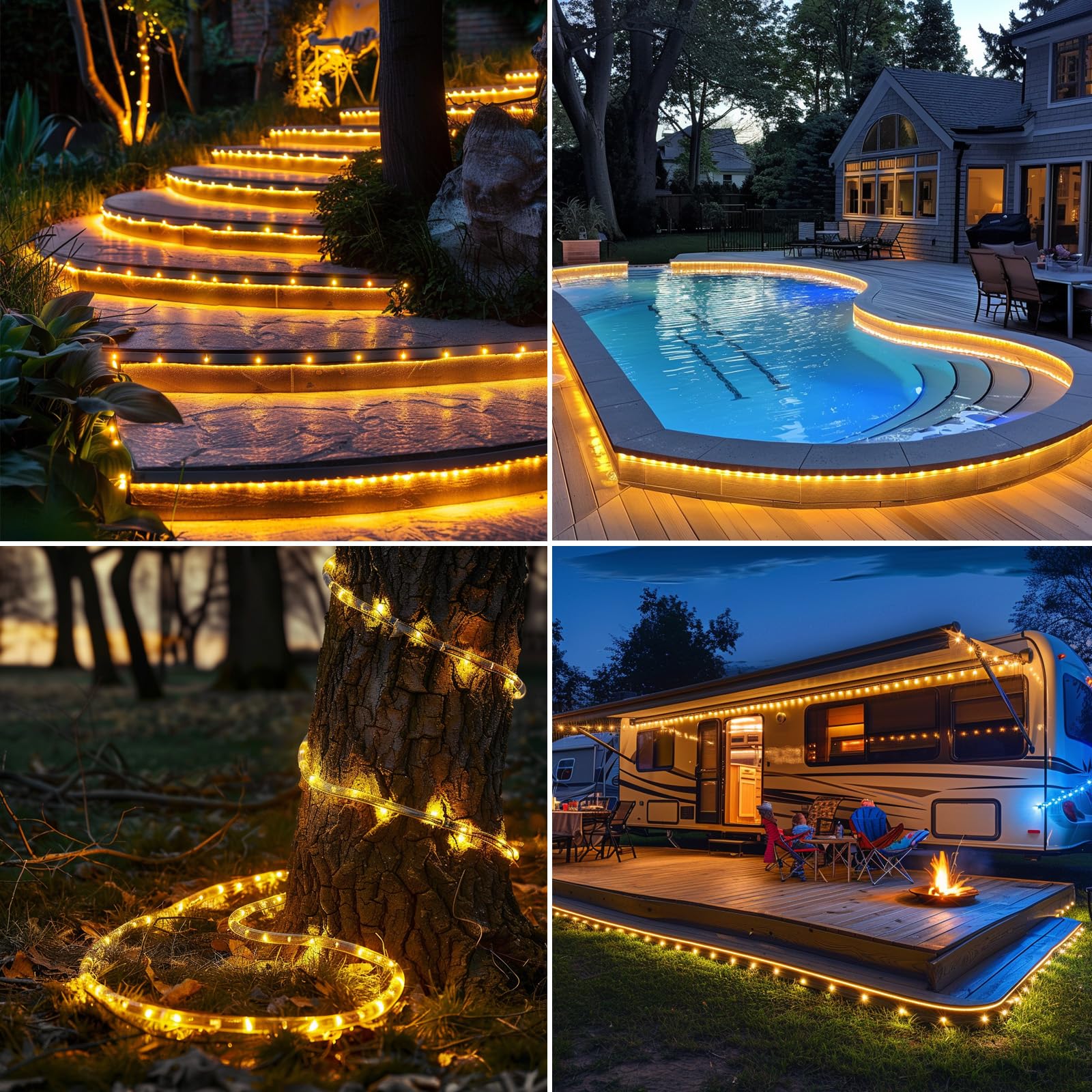 Tira de luces solares de tubo más grueso de 98 pies con control remoto para jardín, blanco cálido, IP67, 300 LED, tira de luces solares para exteriores, impermeable, para patio, árbol, vacaciones