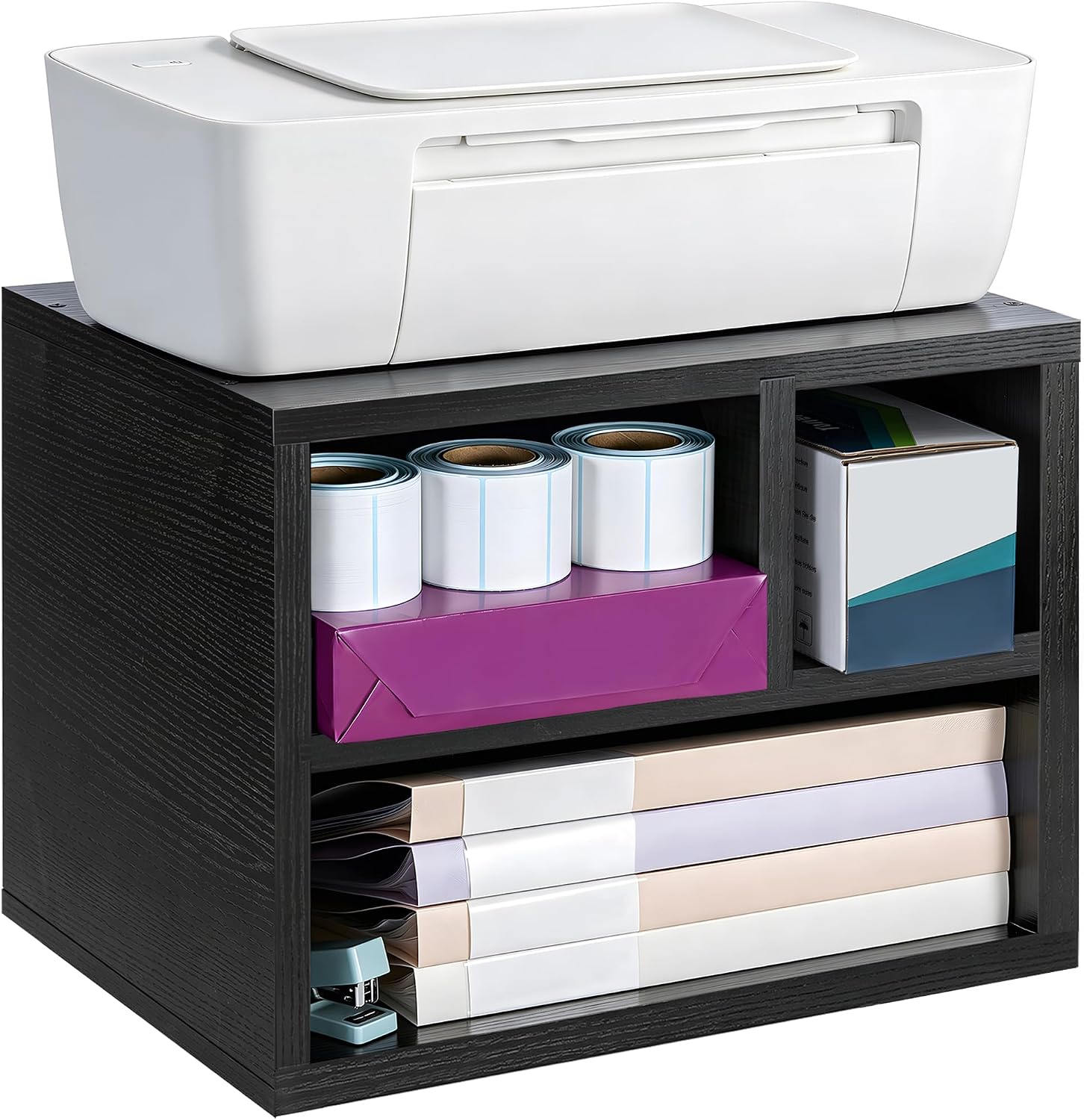 Soporte para impresora IBVIVIC con 3 compartimentos negro