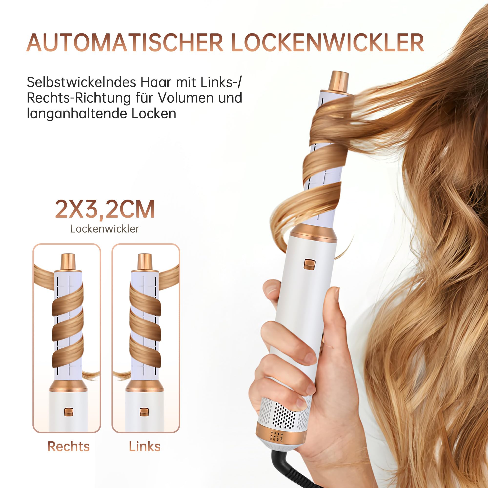 Air Styler 5 w 1 Hair Styler 1000 W Zestaw szczotek na gorące powietrze do włosów, automatyczna lokówka do włosów, prostowanie, kręcenie włosów, suszenie włosów