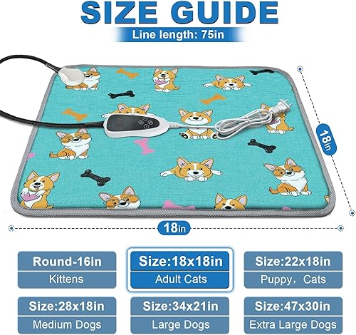 Vista 61 de Almohadilla térmica para perros de 28 x 18 pulgadas con interruptor de termostato inteligente y tubo de protección de línea de alimentación