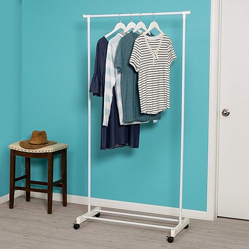 Miniatura 2 de Honey-Can-Do Perchero de metal portátil con estante inferior, blanco GAR-09069 Blanco 30 lbs