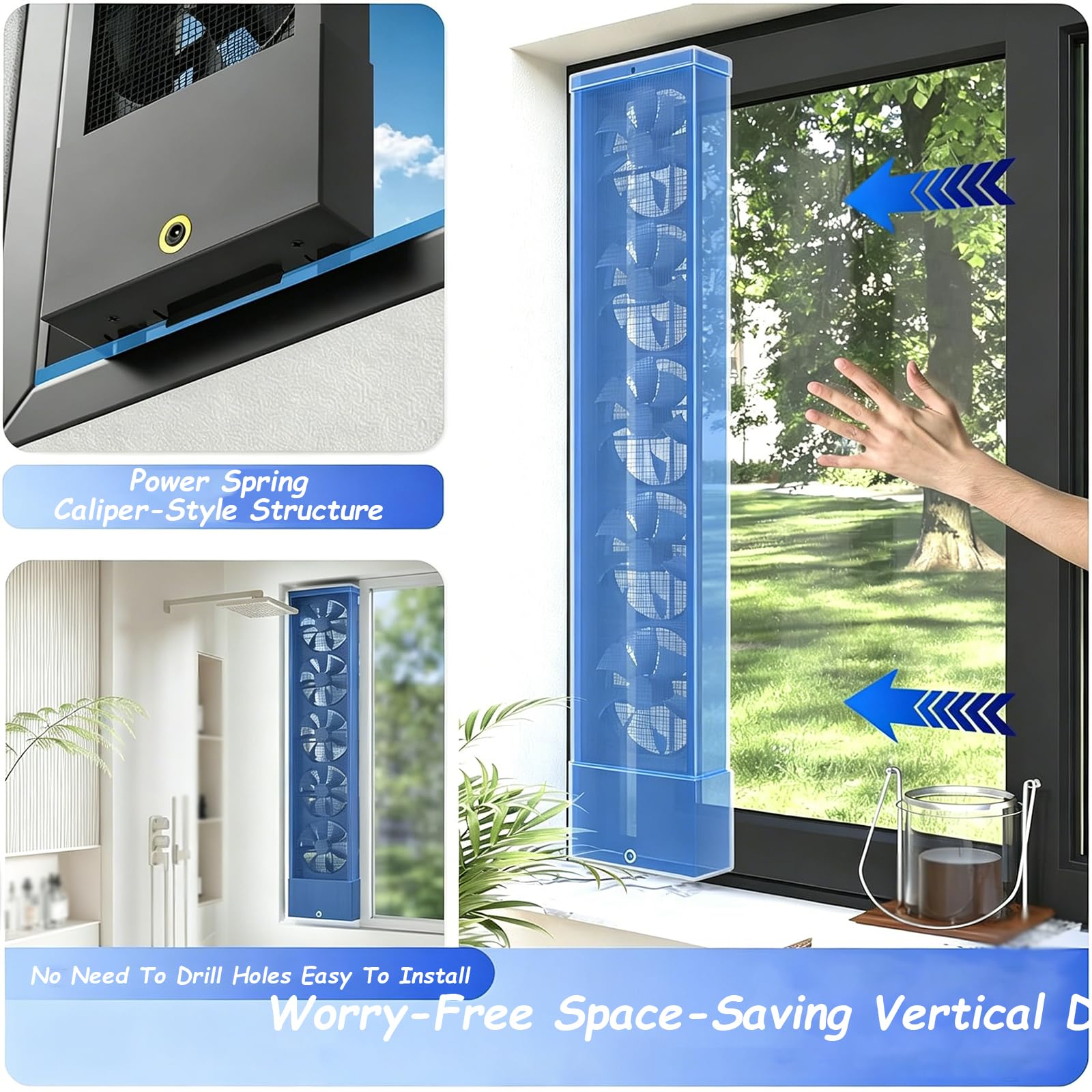 Extractor Vertical RetráCtil,Ventilador Ventana Corredera | FáCil InstalacióN,Ultrasilencioso,Resistente Al Agua,DiseñO Delgado Y RetráCtil,Ideal Para Cocina,Oficina,BañO Mascotas