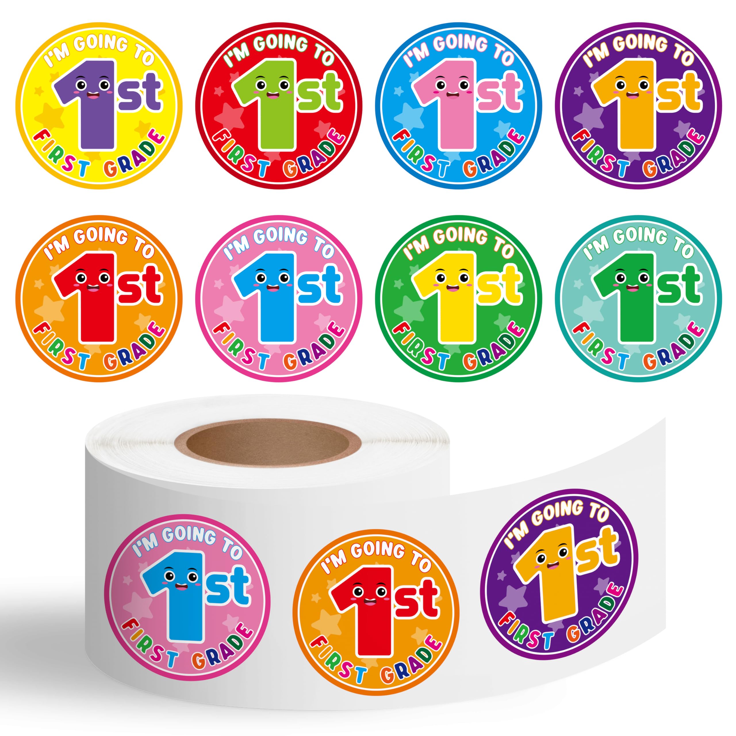 Kindergarten Graduation Stickers for Kids - 1000Pcs Class of 2025 Kindergarten Graduation Label Sticker Roll I'm Going to 1st Grade Stickers Gift Tag for Grad Party Gift Wrap Box Card Envelope Seals