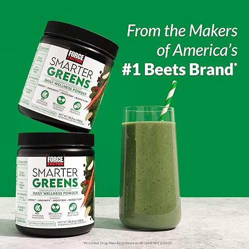Miniatura 6 de Force Factor Smarter Greens Superfoods + polvo de digestión, paquete de 2, polvo verde con 2 mil millones de probióticos, enzimas digestivas y