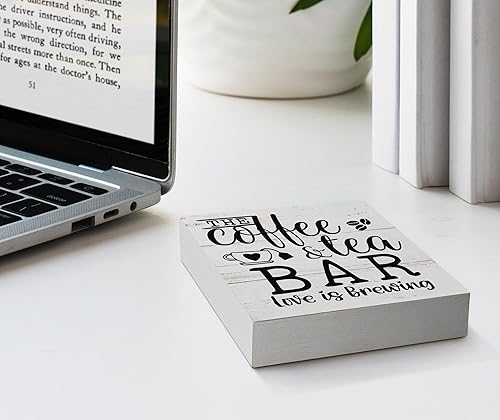 Miniatura 8 de Letrero de madera con texto en inglés Love Coffee, decoración rústica de madera de café para el hogar, cocina, oficina, cafetería, cafetería, bar,