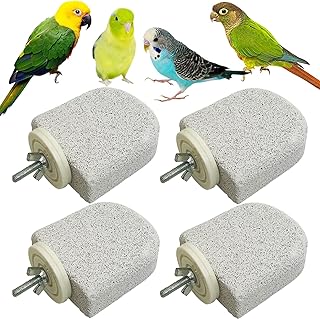 PINVNBY 4 PCS Bird Perch Stands Parrot Calcium Perch Beak Grinding Stone Foot Claws Trimmer Parakeet Platform Parrot Chewing Toys for Small Medium Cockatiel Conure Lovebird Finch