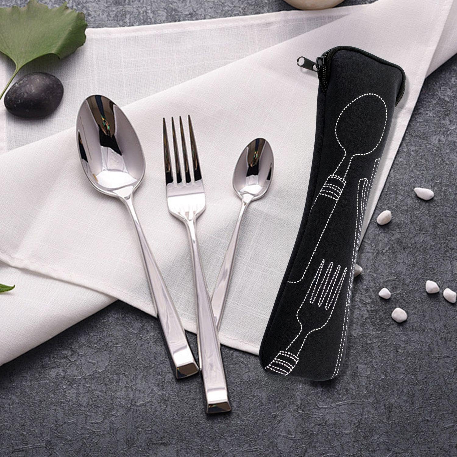 Borsa A Rullo per Coltelli da 1 Pezzo E Borsa per Stoviglie da 1 Pezzo, Materiale in Tela Cerata A 7 Griglie, Portatile E Arrotolabile, Regalo per Utensili da Cucina (Verde).