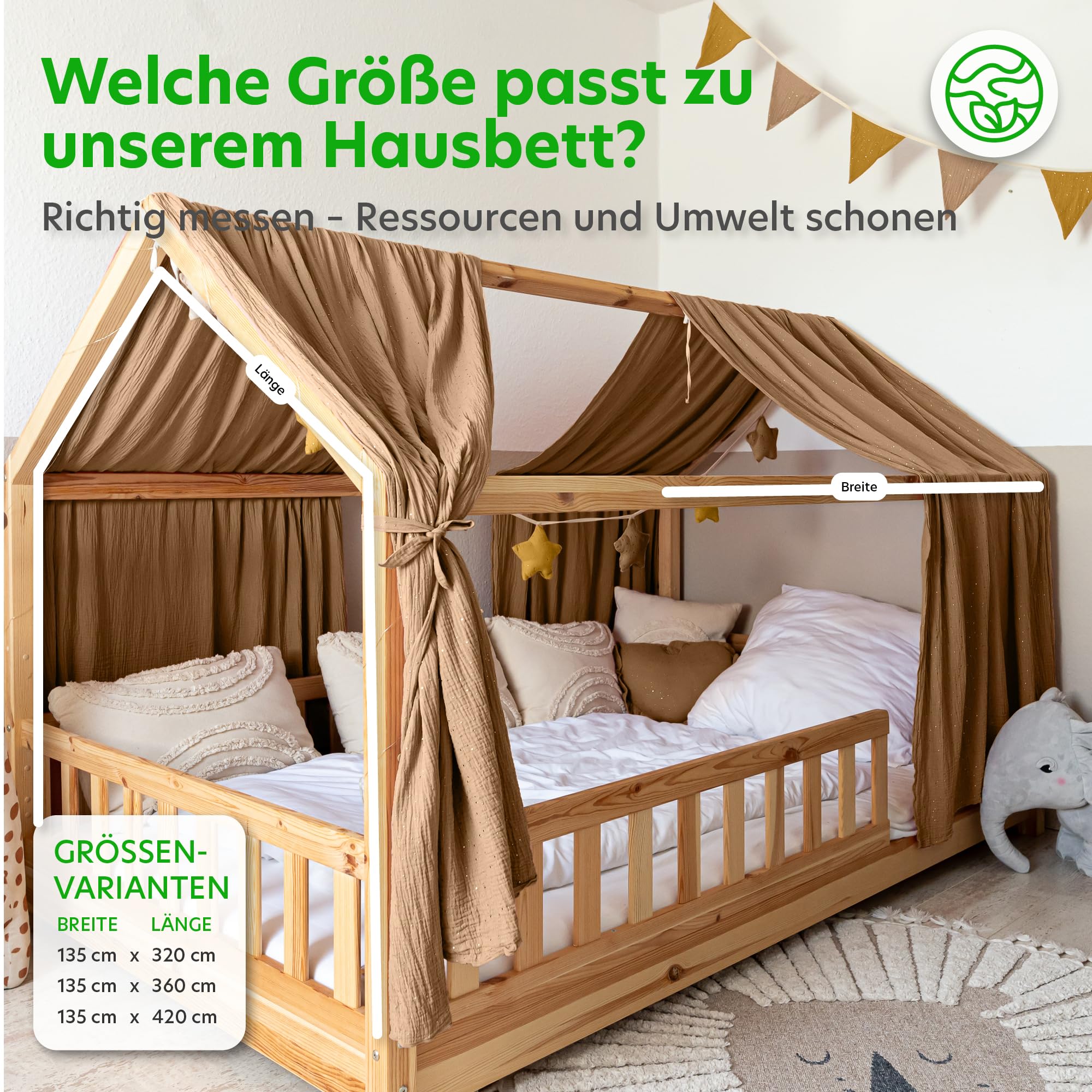 lilimaus Nougat, baldachim z baldachimu, wykonany ręcznie w 100% z bawełny, muślinu, materiałowy baldachim dla dziewcząt i chłopców, baldachim do łóżka domowego, dla dzieci