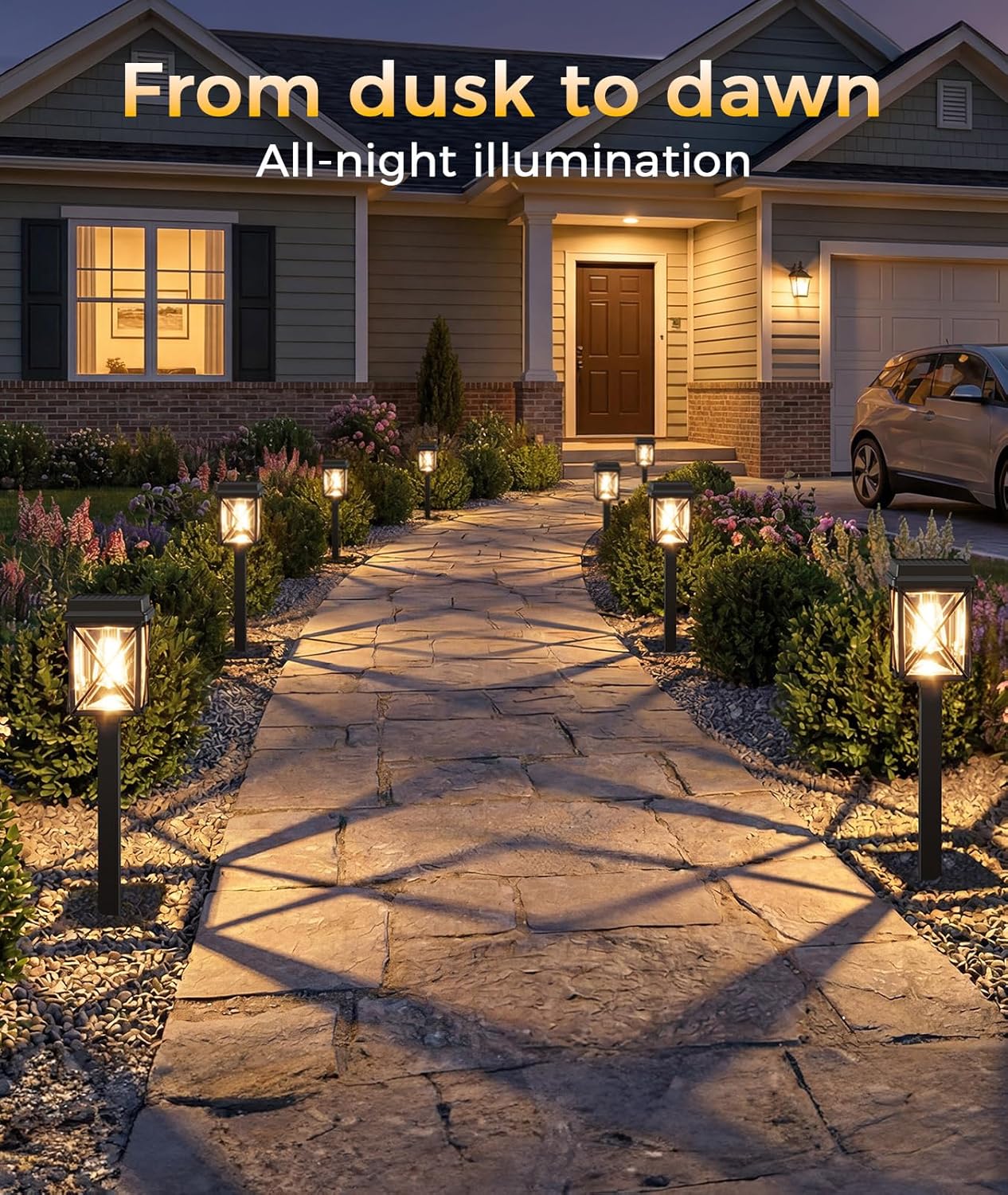 XMCOSY+ Solar Lights Outdoor Waterproof, 6 Pack Adjustable Brightness Solar Pathway Lights, 3-in-1 Landscape Light for Yard Backyard Driveway Walkway Landscape Path (Warm/Cool White)