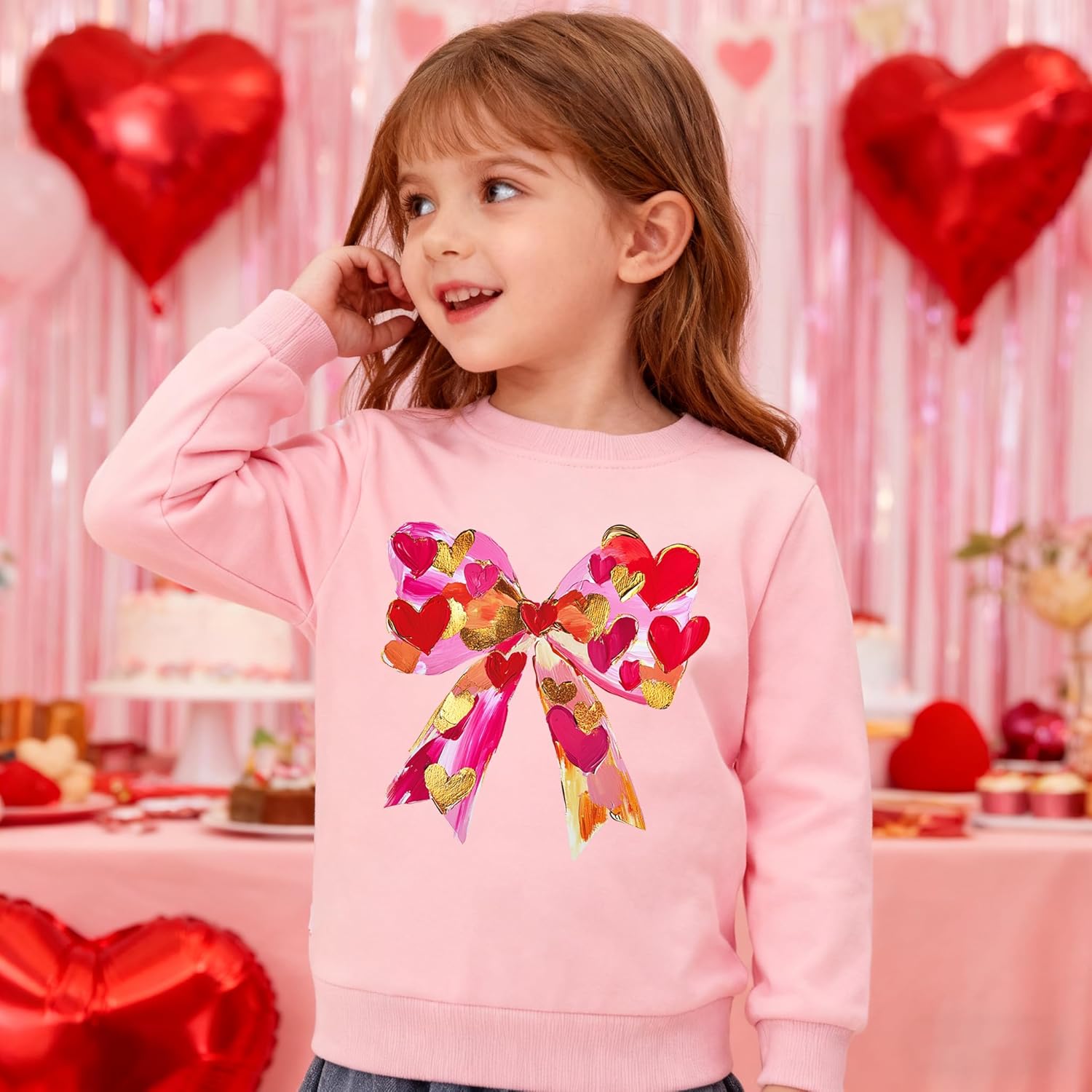 Toddler Kids Valentines Outfit Boys Girls Love Heart Sweatshirts Valentine Clothes Tops 2-7T - Image 5